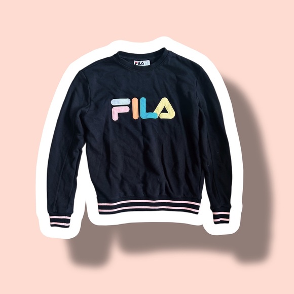 Fila Black Sweatshirt with Multicolor Logo - Picture 1 of 5